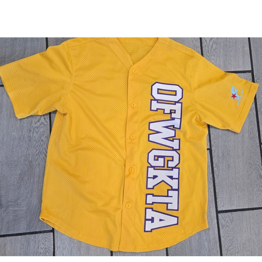 Odd Future OFWGKTA Yellow Mesh Baseball Jersey Donut Logo Mens Medium